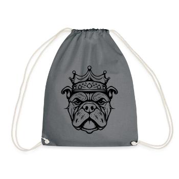 Bulldog Krone Hund König - Turnbeutel - Grau - Vorne