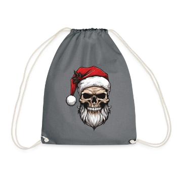 Weihnachtsmann Totenkopf Christmas - Turnbeutel - Grau - Vorne