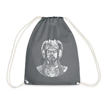 Rap-Samurai Fusion: Streetwear Vibe - Drawstring Bag - grey - Front