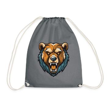 Bear Head - Drawstring Bag - grey - Front