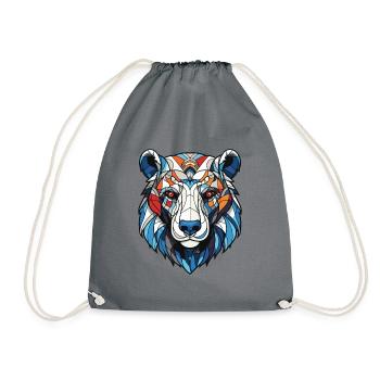 Polar Bear Head Polar Bear - Drawstring Bag - grey - Front