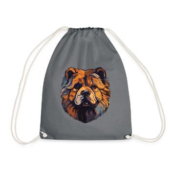 Tête de chien Chow Chow - Sac de sport léger - gris - Devant