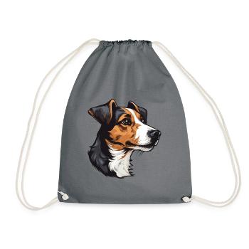 Jack Russel Terrier Hund Kopf - Turnbeutel - Grau - Vorne