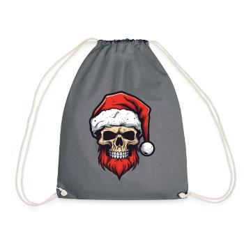 Santa Claus Skull - Drawstring Bag - grey - Front