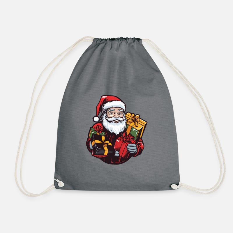 Weihnachtsmann Geschenke - Turnbeutel - Grau