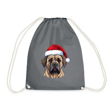 Boerboel Dog Head Christmas Portrait - Drawstring Bag - grey - Front