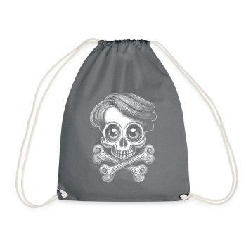 Rebellious, sweet skull: hard rock for women - Drawstring Bag - grey - Front