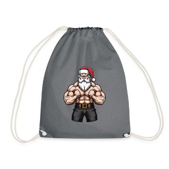 Santa Claus Gym Santa Muscles - Drawstring Bag - grey - Front