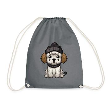 Hund Tier Baby Comic Winter - Turnbeutel - Grau - Vorne