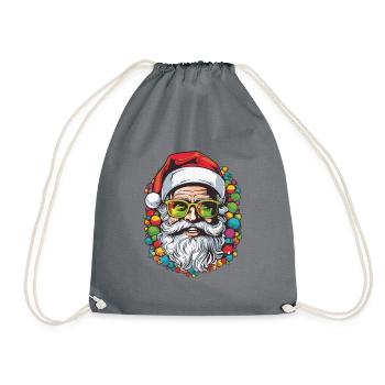 Santa Claus Colorful Santa Christmas - Drawstring Bag - grey - Front