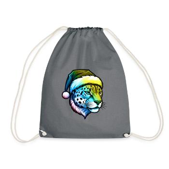 Cheetah Head Christmas Portrait Colorful - Drawstring Bag - grey - Front