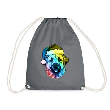 Kangal Hund Kopf Weihnachten Portät Bunt - Turnbeutel - Grau - Vorne