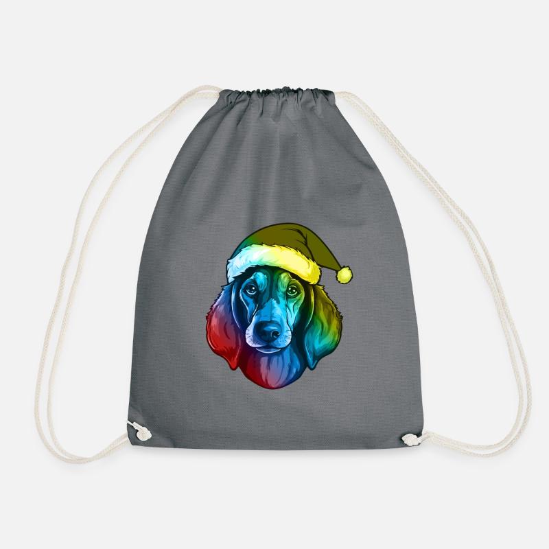 Dackel Hund Kopf Weihnachten Bunt - Turnbeutel - Grau