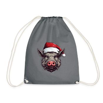 Tête d’animal de Noël de sanglier - Sac de sport léger - gris - Devant