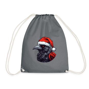 Krähe Rabe Weihnachten Tier Kopf - Turnbeutel - Grau - Vorne
