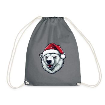 Tête d’ours polaire Portrait de Noël ours polaire - Sac de sport léger - gris - Devant