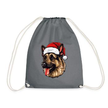 Portrait de Noël tête de berger allemand - Sac de sport léger - gris - Devant