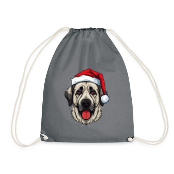 Kangal Hund Kopf Weihnachten Portät - Turnbeutel - Grau - Vorne