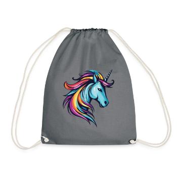 Unicorn Head - Drawstring Bag - grey - Front