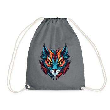 Katze Symbol Kopf - Turnbeutel - Grau - Vorne