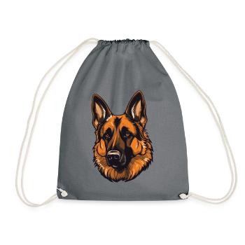 Tête de chien de berger allemand - Sac de sport léger - gris - Devant
