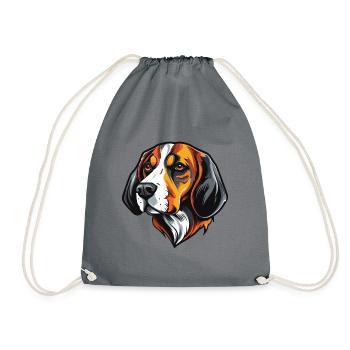 Beagle Hund Kopf - Turnbeutel - Grau - Vorne