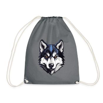 Husky Dog Head - Drawstring Bag - grey - Front