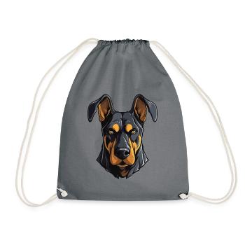 Doberman Dog Head - Drawstring Bag - grey - Front