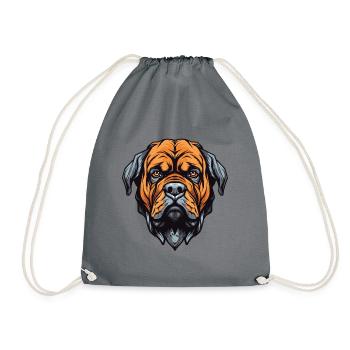 Mastiff Hund Kopf - Turnbeutel - Grau - Vorne