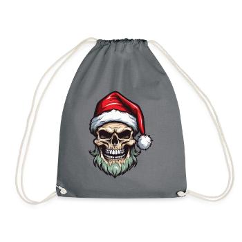 Santa Claus Skull - Drawstring Bag - grey - Front