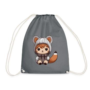 Squirrel Animal Baby Comic - Drawstring Bag - grey - Front
