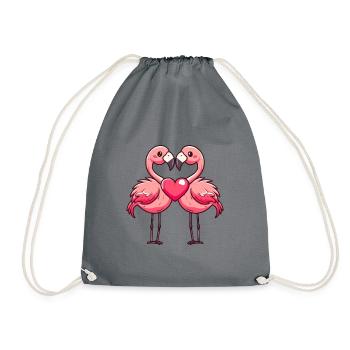 Flamant rose Couple Amour Couple Amoureux - Sac de sport léger - gris - Devant