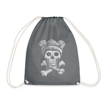 Retro-Sneaker-Fans: Skull & Knochen Vintage Shirt - Turnbeutel - Grau - Vorne