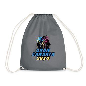 Gran Canaria 2024 Holiday Palm Trees Colorful - Drawstring Bag - grey - Front