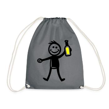 Drinking Bottle of Beer - Drawstring Bag - grey - Front