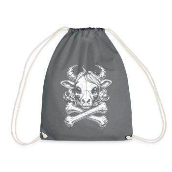 Cow Skull Tattoo Shirt: A Rock and Roll Must Have - Drawstring Bag - grey - Front