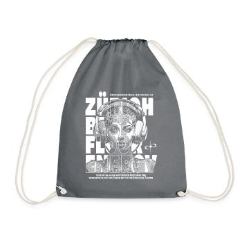 Zürich Techno T-Shirt – Astronautin mit Kopfhörern - Turnbeutel - Grau - Vorne
