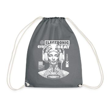 Futuristic techno t-shirt with sci-fi design - Drawstring Bag - grey - Front