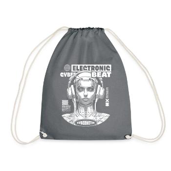 Elektronische Cyber Beats auf futuristischen Shirt - Turnbeutel - Grau - Vorne