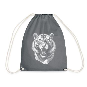 Energiegeladenes Tiger Shirt für Fitness - Turnbeutel - Grau - Vorne