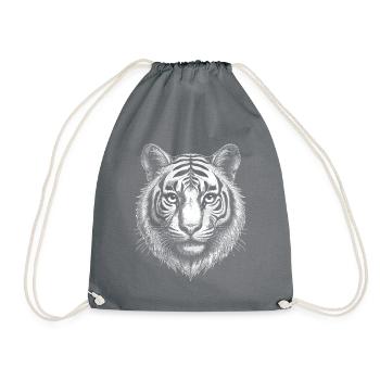 Majestic Tiger: Adventure Shirt - Drawstring Bag - grey - Front