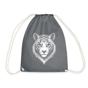 Verspieltes Comic-Tiger Streetwear Shirt - Turnbeutel - Grau - Vorne