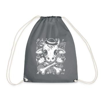 Comic Cow Skull T-Shirt for Urban Fashion - Drawstring Bag - grey - Front