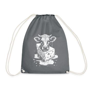 Kulinarik Raclette-Shirt mit originellem Kuhmotiv - Turnbeutel - Grau - Vorne