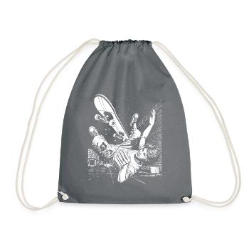 Big Case – Dynamics and Humor in a Skater T-Shirt - Drawstring Bag - grey - Front