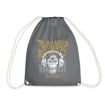 Revelations Monkey Shirt, Techno & Ecstatic Beats - Drawstring Bag - grey - Front