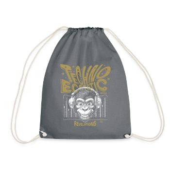Revelation shirt: Monkey grins to techno samples - Drawstring Bag - grey - Front