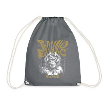 Techno monkey girl: club vibes on your shirt - Drawstring Bag - grey - Front
