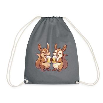 Squirrel Comic Beer Funny Booze - Drawstring Bag - grey - Front