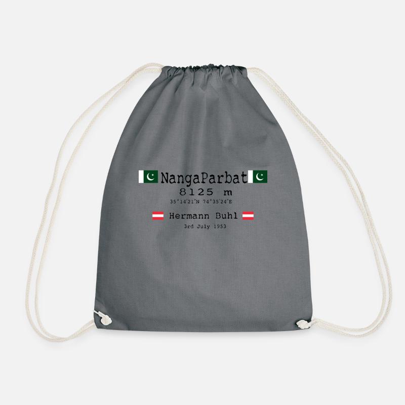 NangaPArbat20-01Black - Drawstring Bag - grey